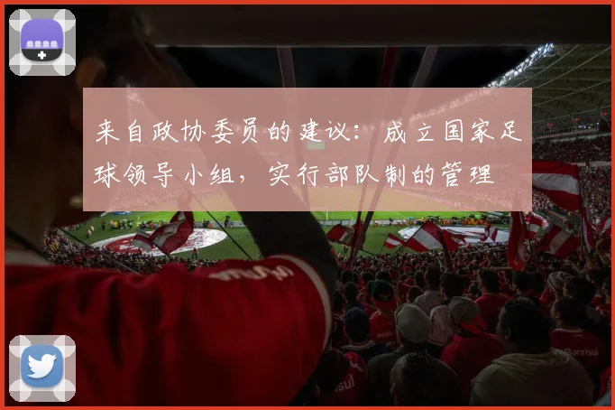 来自政协委员的建议：成立国家足球领导小组，实行部队制的管理
